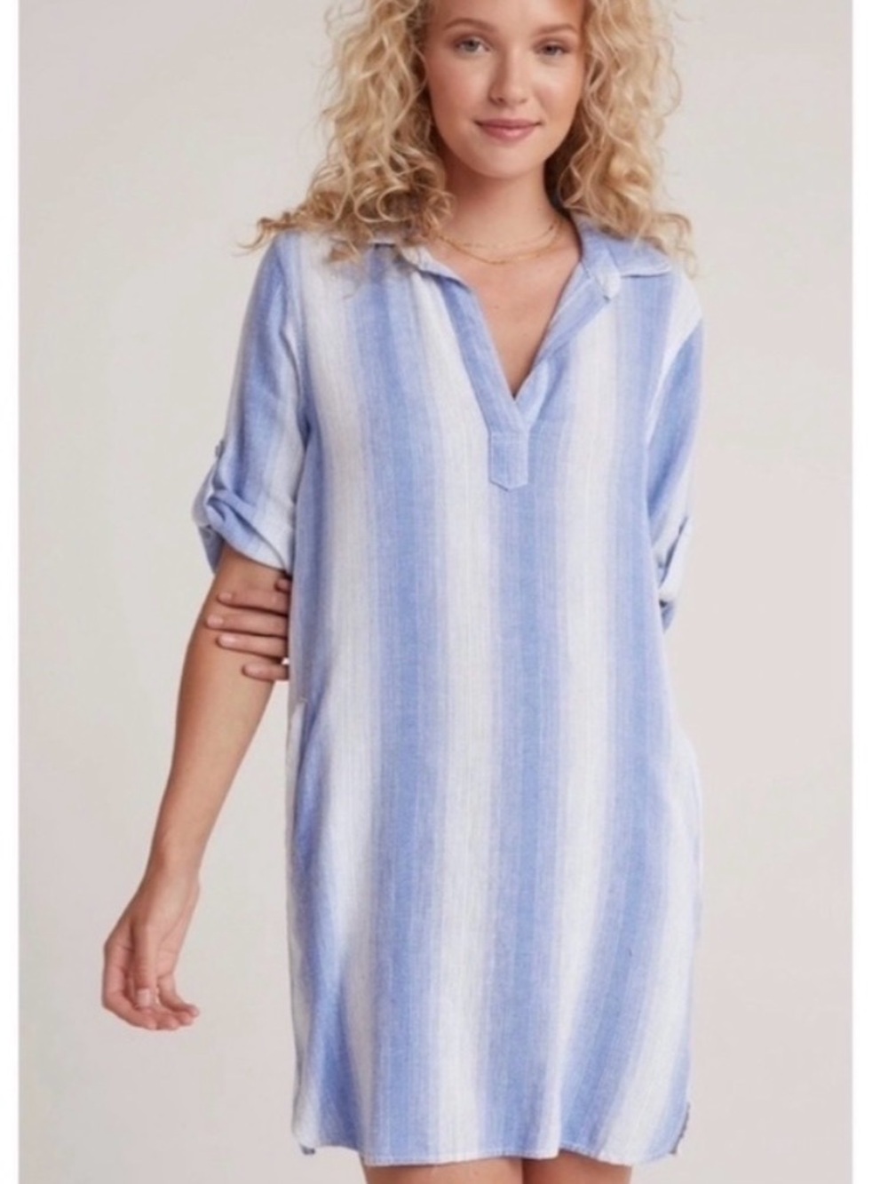 Bella Dahl A-Line Shirt Dress Serene Sea M